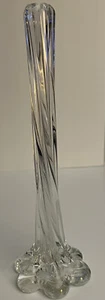 11-1/2” Clear Glass Twisted Bud Vase Flower Petal Base Excellent Condition - Picture 1 of 4