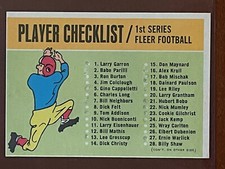 1963 Fleer Football First 1st Series marked SINGLE PRINT Checklist with NNO