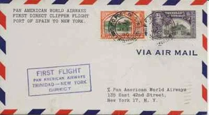 Trinidad, Air Mail envelope, 1st Pan Am Clipper Port of Spain to New York 1946 - Picture 1 of 1