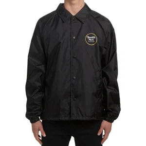 Brixton WHEELER WINDBREAKER Black Gold Graphic Logo Light Coaches Men's Jacket - Picture 1 of 2
