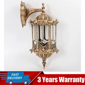 Antique Brass Outdoor Wall Light Sconce  Exterior Light Fixtures / - Picture 1 of 12