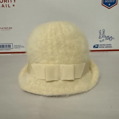 KANGOL Marfil Furgora Renee Sombrero Cubo Piel de Angora Cinta Borde Hecho en Inglaterra Foto 1 de 4