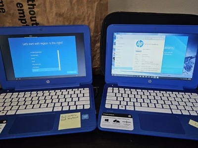 2X HP Stream 11-r014wm Blue 11.6" Intel Celeron - Working See Description. W/bag - Image 1 of 4