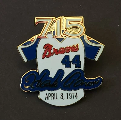 Atlanta Braves Hank Aaron 715 Home Runs April 8, 1974 Commemorative Lapel Pin - Image 1 of 3