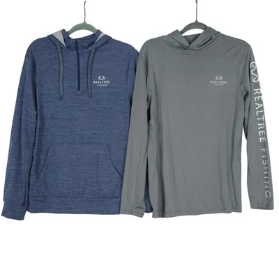 Conjunto de 2 sudaderas con capucha Realtree Fishing para hombre con logotipo de rendimiento talla S azul y gris Foto 1 de 4