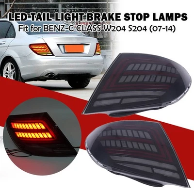 Smoked LED Tail Light For Mercedes Benz W204 C200 C250 C300 2007 2008 2009-2014 - Image 1 of 4