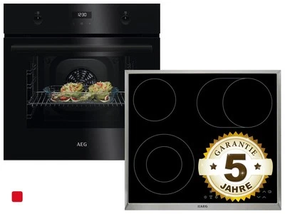 AEG AB12B Set Backofen BEK43511XB + Glaskeramikkochfeld HK634060XB - Bild 1 von 4