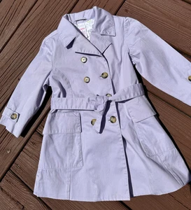 GYMBOREE Coat Girls Size 3 Lavender Color Button Up Jacket Tie At Waist - Picture 1 of 4
