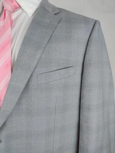 Joseph Abboud Mens 48R Slim Fit Gray Plaid Check Wool Blazer Sport Coat Jacket - Picture 1 of 22