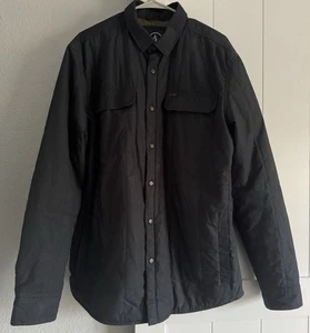 Volcom Insulated Black Coat XL Button Up Pockets Olive Interior Winter Snowboard - Picture 1 of 3