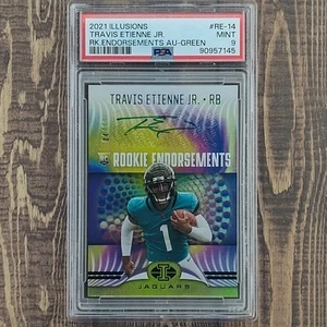 2021 Travis Etienne Jr. Illusions Rookie Endorsements Auto Green /50 RC PSA 9 - Picture 1 of 2