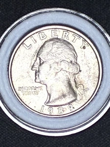 ERROR COIN 1989 p Washington Quarter Off Center OBV REV Circulated  - Picture 1 of 6