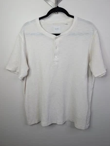 Billy Reid Short Sleeve Ivory Cotton Henley Size Large - Picture 1 of 11