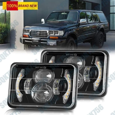 Par de faros LED 4x6 haz sellado alto/bajo para Toyota Land Cruiser 1988 1989 1990 Foto 1 de 4