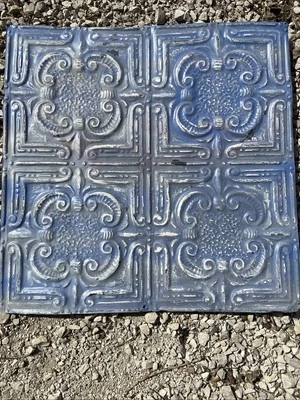 ANTIQUE METAL TIN CEILING TILE 24” X 24" SALVAGED VINTAGE  - Image 1 of 4