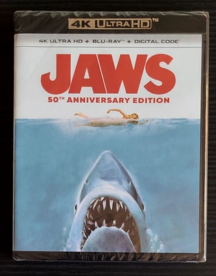 Jaws [4K UHD+Blu-ray+Digital] (1975) 50th Anniversary *No Slipcover* SEALED - Image 1 of 4
