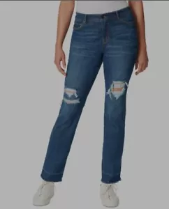 Gloria Vanderbilt Womens Navy Denim Distressed Raw Hem Slimming Size 12 - Imagen 1 de 7