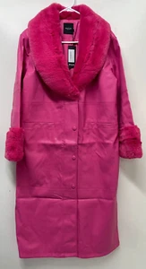 Nasty Gal Damen 8 Kunstleder Longline Mantel hellrosa heiße Barbie Core Jacke - Bild 1 von 3