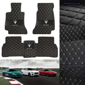 For Maserati Quattroporte 2004-2024 Car Floor Mats Leather Waterproof Auto Rugs - Picture 1 of 16