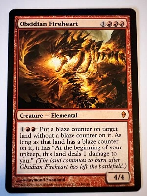 MTG Magic The Gathering Zendikar Obsidian Fireheart Mythic LP - Image 1 of 2
