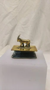 Vintage Brass Matchbox Holder With Apis Bull . - Picture 1 of 6