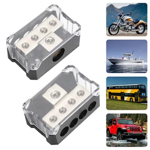 2PCS Power Ground Amp Distribution Block 0/2/4 Gauge Input 4/8/10 Gauge Output - Picture 1 of 8