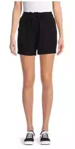 TIME & TRU Pantaloncini Relaxed Fit Misto Lino Nero Pull-On ~ Large (12-14) ~ Nuovi con etichette - Foto 1 di 4