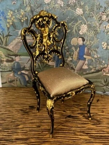 Exquisite 1/12th scale dolls house 18thC cherub side chair (B)~Celia Mayfield - Picture 1 of 8