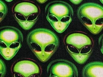 ROBERT KAUFMAN Fabric Area 51Aliens KAUFMAN Black Cotton 1/4 yard 7181