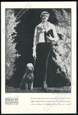 1934 Bedlington Terrier photo Bergdorf Goodman woman's dress vintage print ad - Image 1 of 4