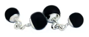 Doppel Manschettenknöpfe Onyx black rund inkl. Geschenkbox MK0878 SALE - Bild 1 von 2