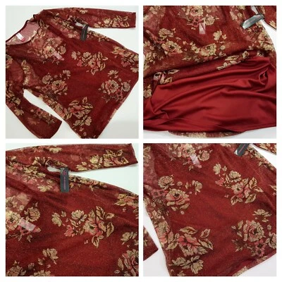 Conjunto de camisa feminina NO BORDERS com top de manga longa translúcido 2 peças VERMELHO NOVO COM ETIQUETAS - Imagem 1 de 4