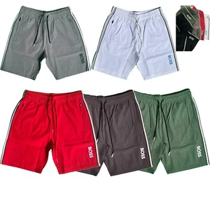 Hugo Boss Swim Shorts Drawstring Waist Signature Stripes & Logo Polyester Trunks - Picture 1 of 37