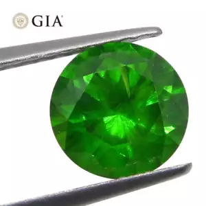 Granato demantoide verde vivo tondo 1,44 ct certificato GIA Russia non riscaldato - Foto 1 di 21