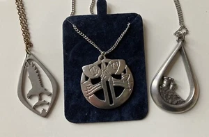 Vintage Scottish Celtic Design Pewter Pendant Necklaces x 3- Mid Century Modern - Picture 1 of 5