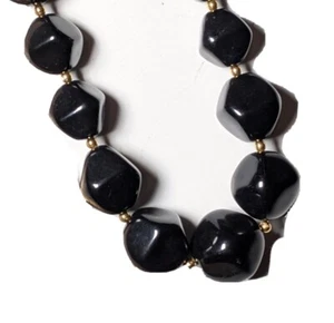 Vintage Avon Black Gold Tone Beaded Graduated Necklace Costume Fashion Jewelry - Picture 1 of 11
