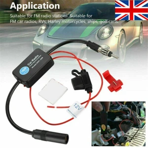 Car Stereo FM & AM Radio Signal Antenna Signal Amplifier Auto Aerial Amp Booster - Picture 1 of 13