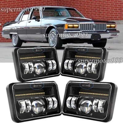 4pcs 4x6" Led Headlight Hi/Lo DRL Beam fit Pontiac Parisienne Brougham 1975-1985 - Image 1 of 4