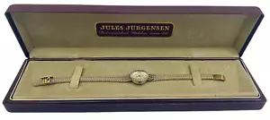 Vintage Jules Jurgensen Ladies Dress Watch Diamond Quartz Case ~ Working - Picture 1 of 16