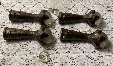 4 Matching Vintage Cast Iron Claw Glass Ball Piano Stool Feet Furniture Repair Cover