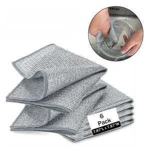 Non Scratch Wire Dishwashing Rag Microfiber Cleaning Cloth for Washing Dishes - Picture 1 of 31