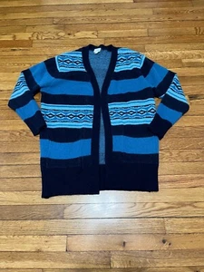 LuLaRoe Womens Open Front Cardigan Sweater Size Medium Blue Striped Acrylic Soft - Picture 1 of 5