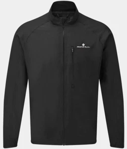 RONHILL Men's CORE Wind JACKET Hi-Viz Lightweight Sports Running Top Black LP£52 - Picture 1 of 7