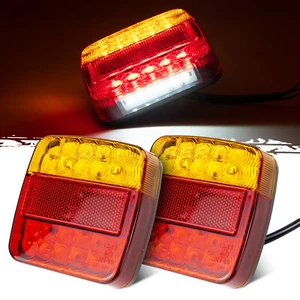 2Pcs Waterproof Red Truck Trailer Tail Light Kit Boat Stop Turn Brake Lamp 26LED - Picture 1 of 6