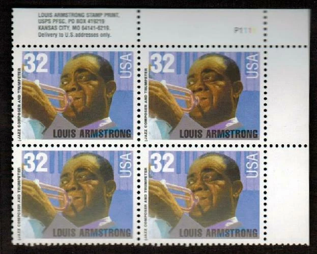 2982 MNH OG Plate Block (4) 1995 32c Louis Armstrong Music Legend Free US Ship - Image 1 of 1