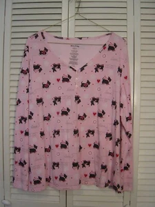 CAMICIA DA NOTTE CORTA PJ'S DONNA "WHITE STAG" STAMPA ROSA CANI SCOTTIE TG3X 22W - 24W - Foto 1 di 5