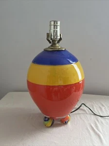 Solid Glass Table Lamp w/ Night Light Lighted Base Orange Red Yellow Blue 3 Way - Picture 1 of 5