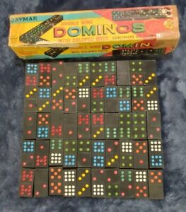 Jaymar Double Nine Colored Dot 50/55 Dominoes Coloped Is Misspelled On Box JD