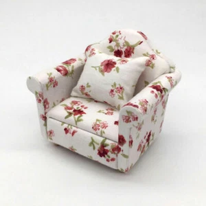 Puppenhaus Miniatur Holz Einzel Sofa Couch Sessel Kissen Schlafzimmer Deko 1:12 - Bild 1 von 12