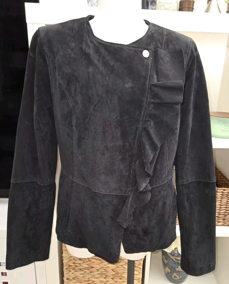 Chaqueta de gamuza Isaac Mizrahi Live con volantes talla 4 PEQUEÑA  Foto 1 de 4